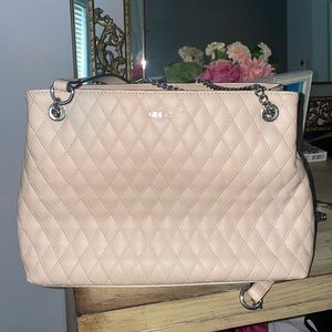 Quilted tan shoulder bag